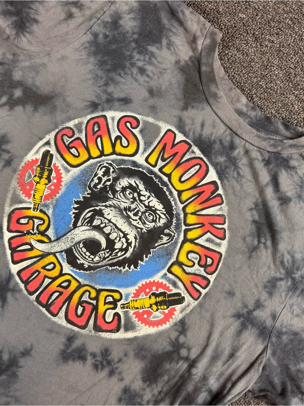 Gas Monkey Garage Graphic Short Sleeve Tee - Charcoal Tie-Dye